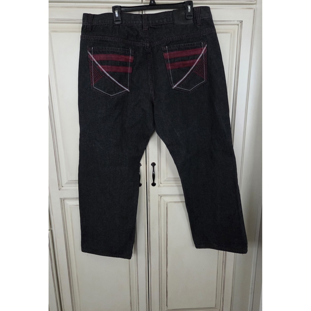 Red Ape Jeans Men's 40-42/29 Black Red Embroidered Y2K Hip Hop Streetwear Skater